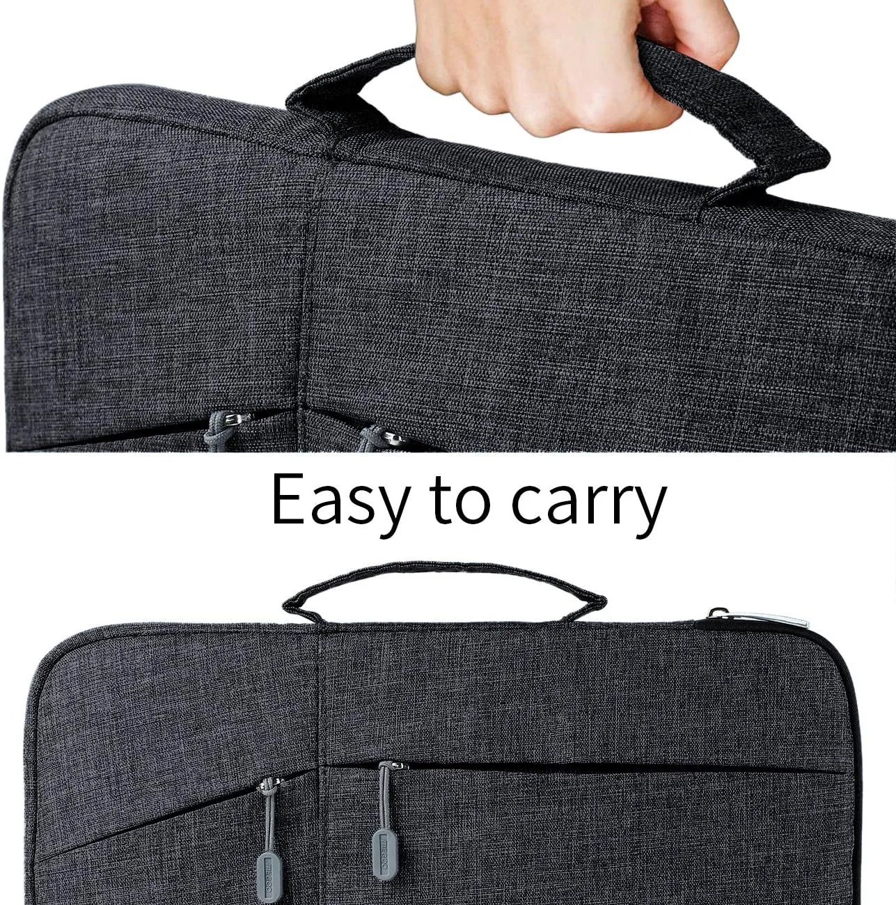 Megoo 12inch Laptop Sleeve Case with Accessory Pouch for Microsoft Surface Pro 7 /7/6/5/4/3 12.5", Laptop Go 3/2 12.4", Carry Travel Case for 11"-12" Chromebook Tablet(Black with Charger Case)
