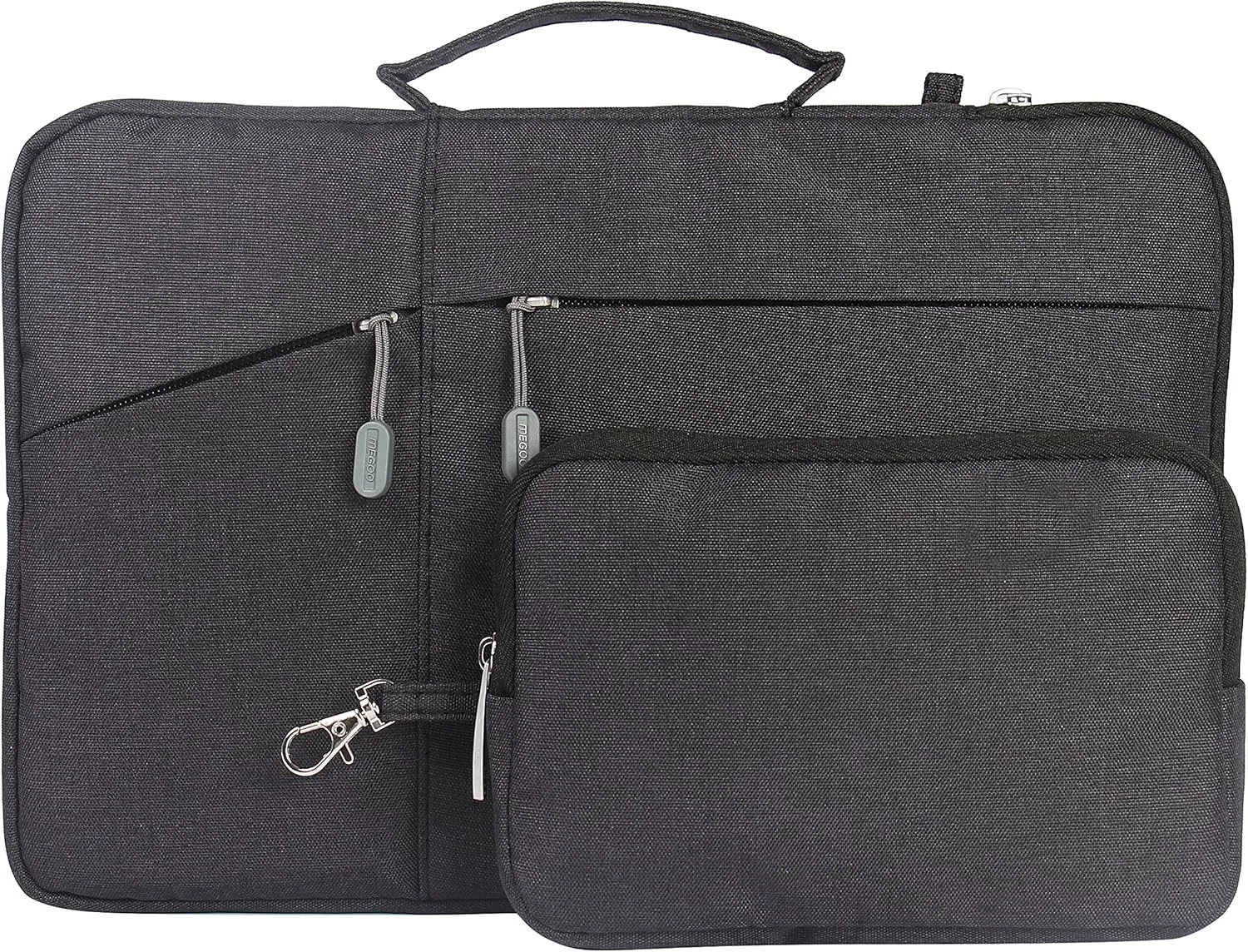 Megoo 12inch Laptop Sleeve Case with Accessory Pouch for Microsoft Surface Pro 7 /7/6/5/4/3 12.5", Laptop Go 3/2 12.4", Carry Travel Case for 11"-12" Chromebook Tablet(Black with Charger Case)