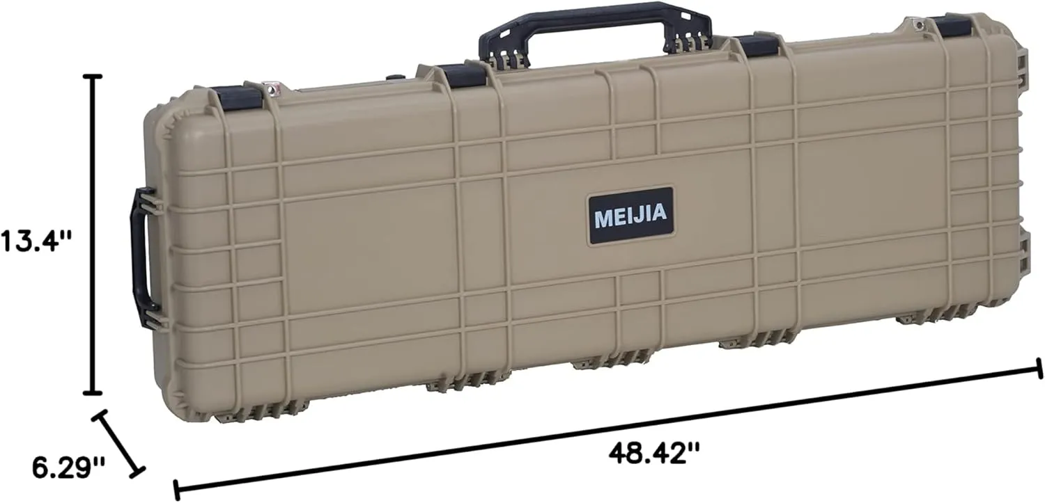 MEIJIA Portable Rolling Waterproof All Weather Hard Rifle Case,Gun case with Wheels,Customizable Fit Foam Included,Fit for Rifle,Guns,Shotguns, Airsoft Gun
