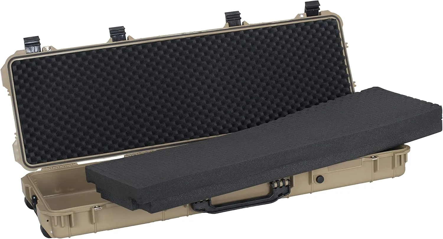 MEIJIA Portable Rolling Waterproof All Weather Hard Rifle Case,Gun case with Wheels,Customizable Fit Foam Included,Fit for Rifle,Guns,Shotguns, Airsoft Gun