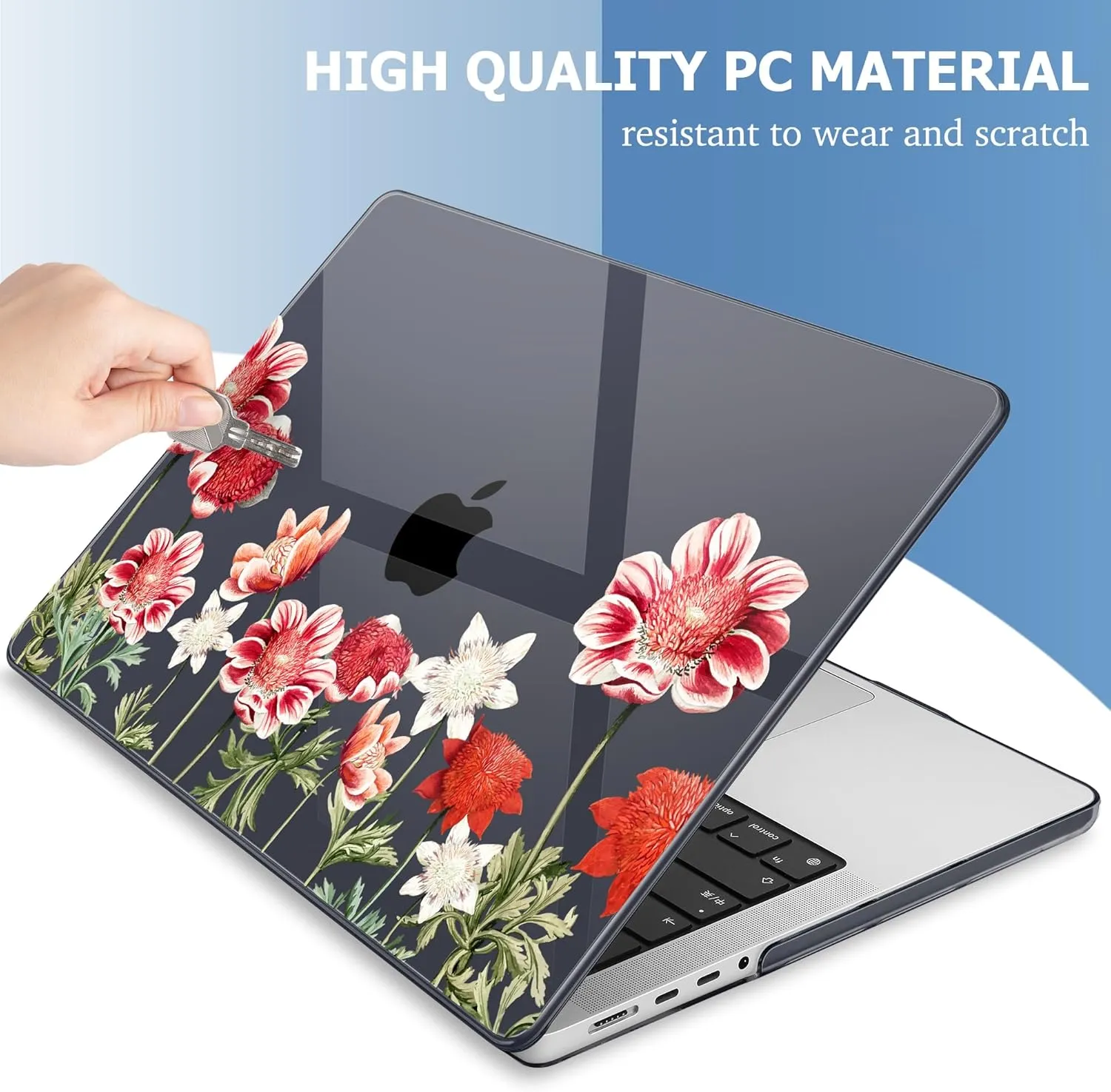 Mektron for M4 MacBook Pro 14-inch Case 2024 A3112 A3401 A3185 Fits 2023/2021 M3 A2918 A2992 M2 A2779 M1 A2442 Pro/Max, Printed Plastic Hard Shell Laptop Cover, Anemone Flower