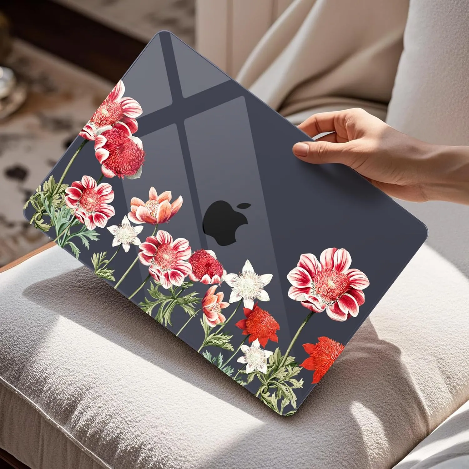 Mektron for M4 MacBook Pro 14-inch Case 2024 A3112 A3401 A3185 Fits 2023/2021 M3 A2918 A2992 M2 A2779 M1 A2442 Pro/Max, Printed Plastic Hard Shell Laptop Cover, Anemone Flower