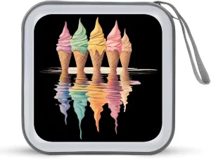 Melting Ice Cream Cones Portable CD Case 40 Capacity DVD Storage Box Disc Collection Organizer Bag for Car Home Travel