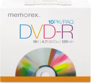 Memorex 4.7Gb/16x DVD-R 10-Pack Slim Case