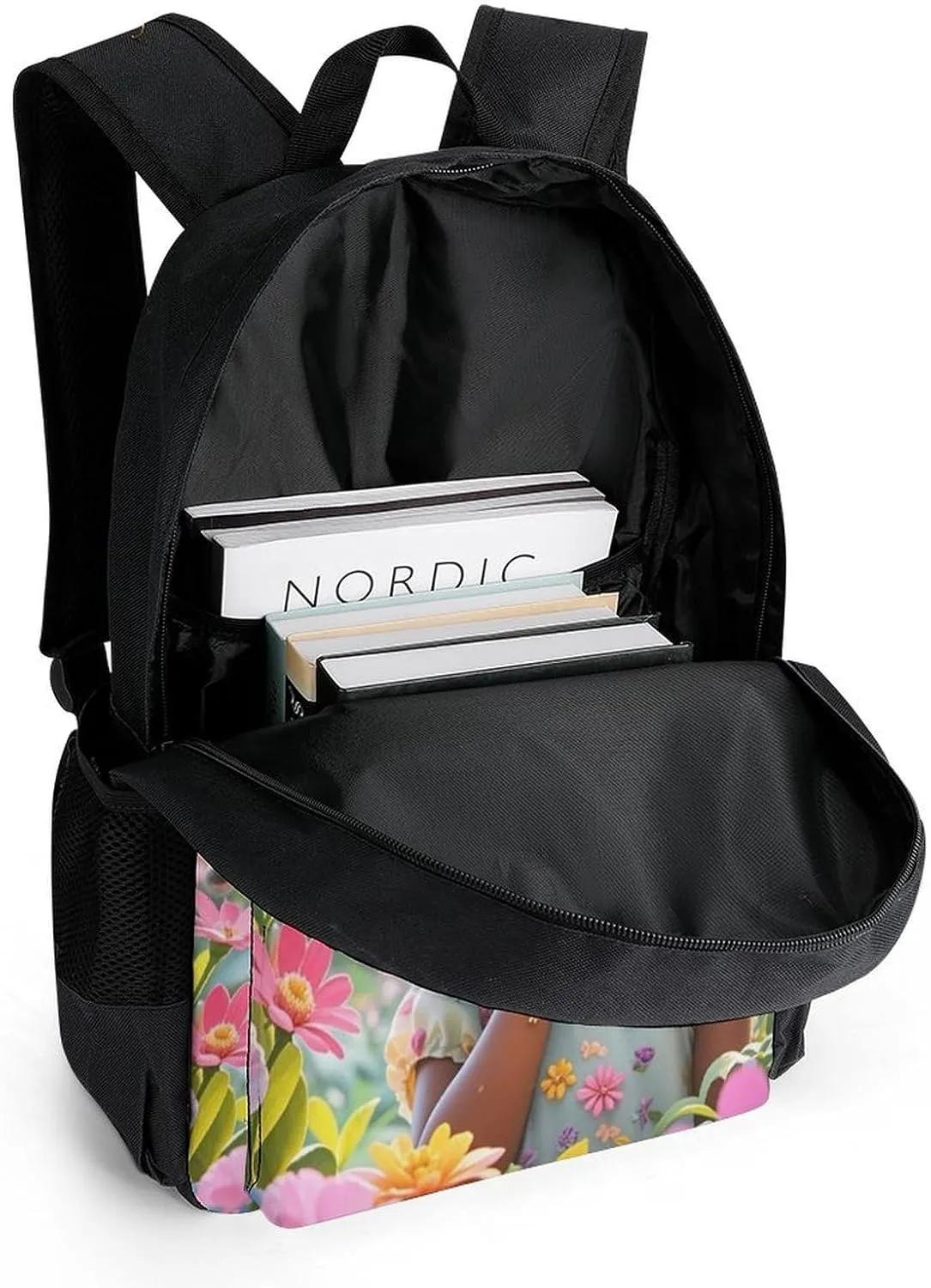 Men & Women Lightweight Colorful Afro American Black Woman With Butterflies Art Casual Daypack Large Capacity Bookbag With Adjustable Shoulder Straps for Gym Business Bicycle