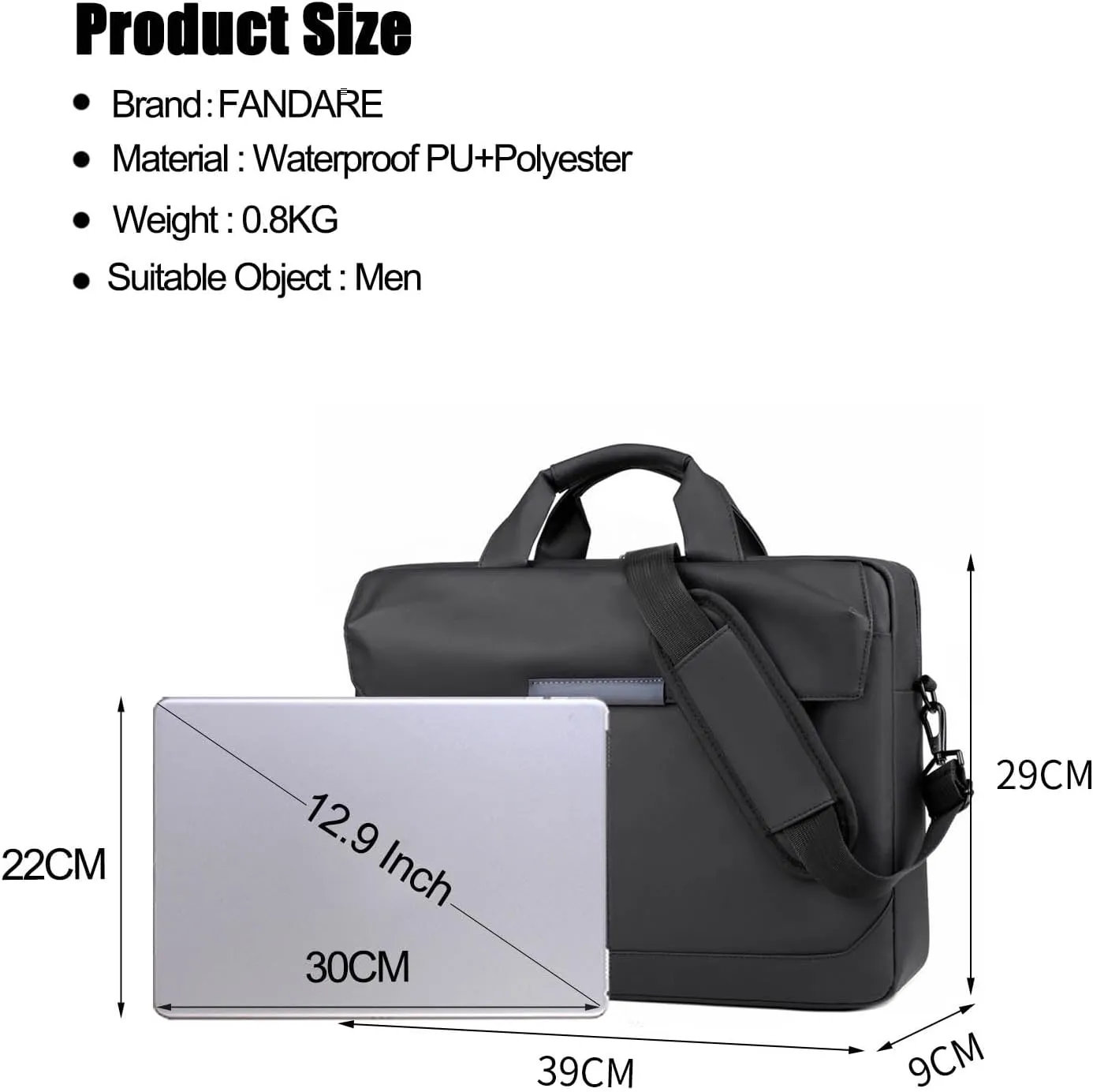 Men Laptop Bag Briefcase Notebook Case PU film Document Case Shoulder Bag