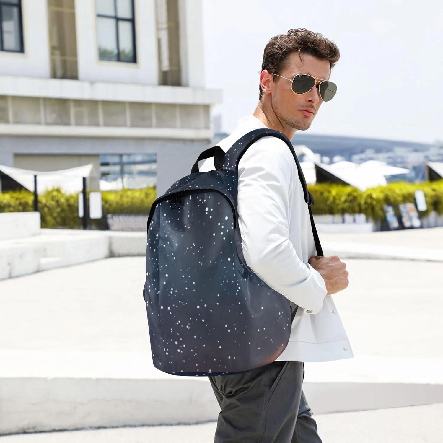 Men Women Large Capacity Backpack Lightweight Bag Outdoor Daypack Travel Laptop Computer Shoulder Bag,black sky
