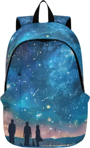Men Women Large Capacity Backpack Lightweight Bag Outdoor Daypack Travel Laptop Computer Shoulder Bag,blue starry sky