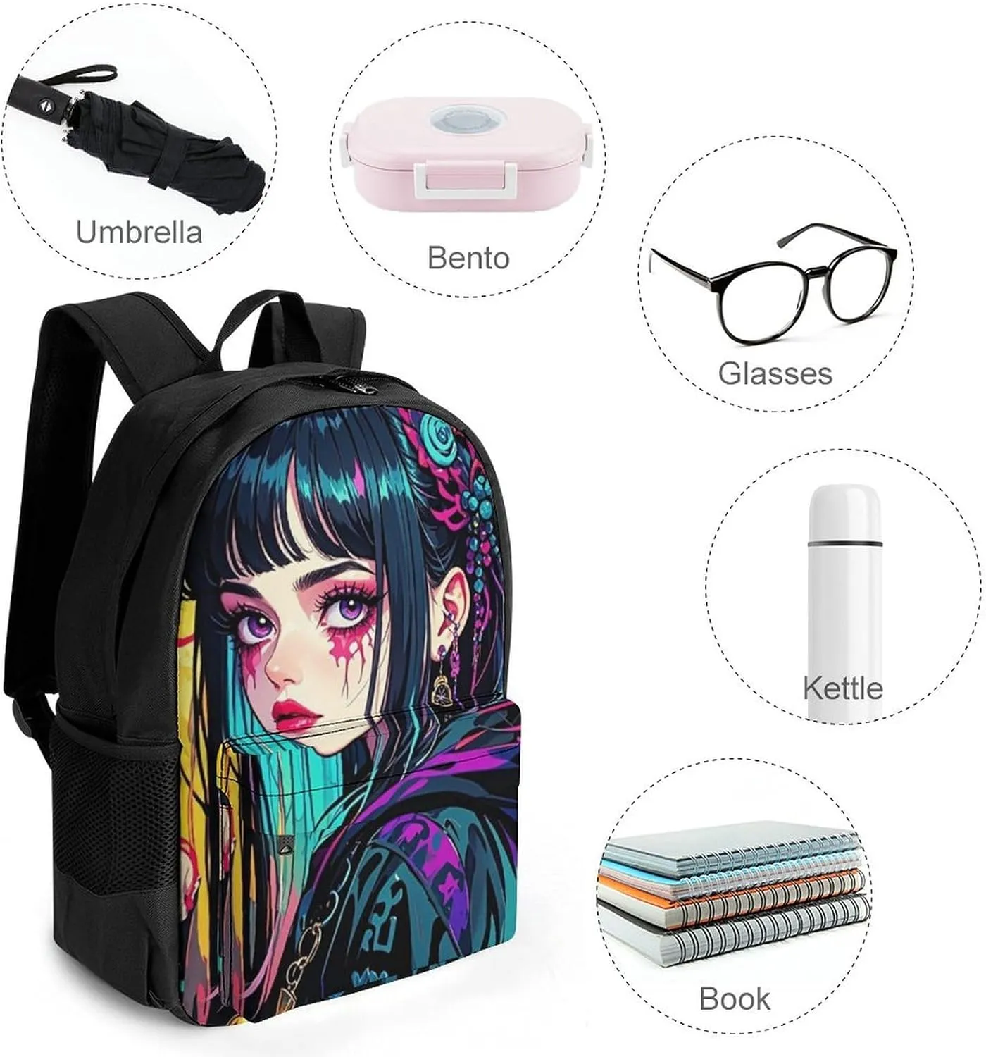 Men Women Lightweight Aesthetic Woman With Skull Gothic Style Art Backpack Large Capacity Bookbag With Smooth Zippers for Gym Business Running