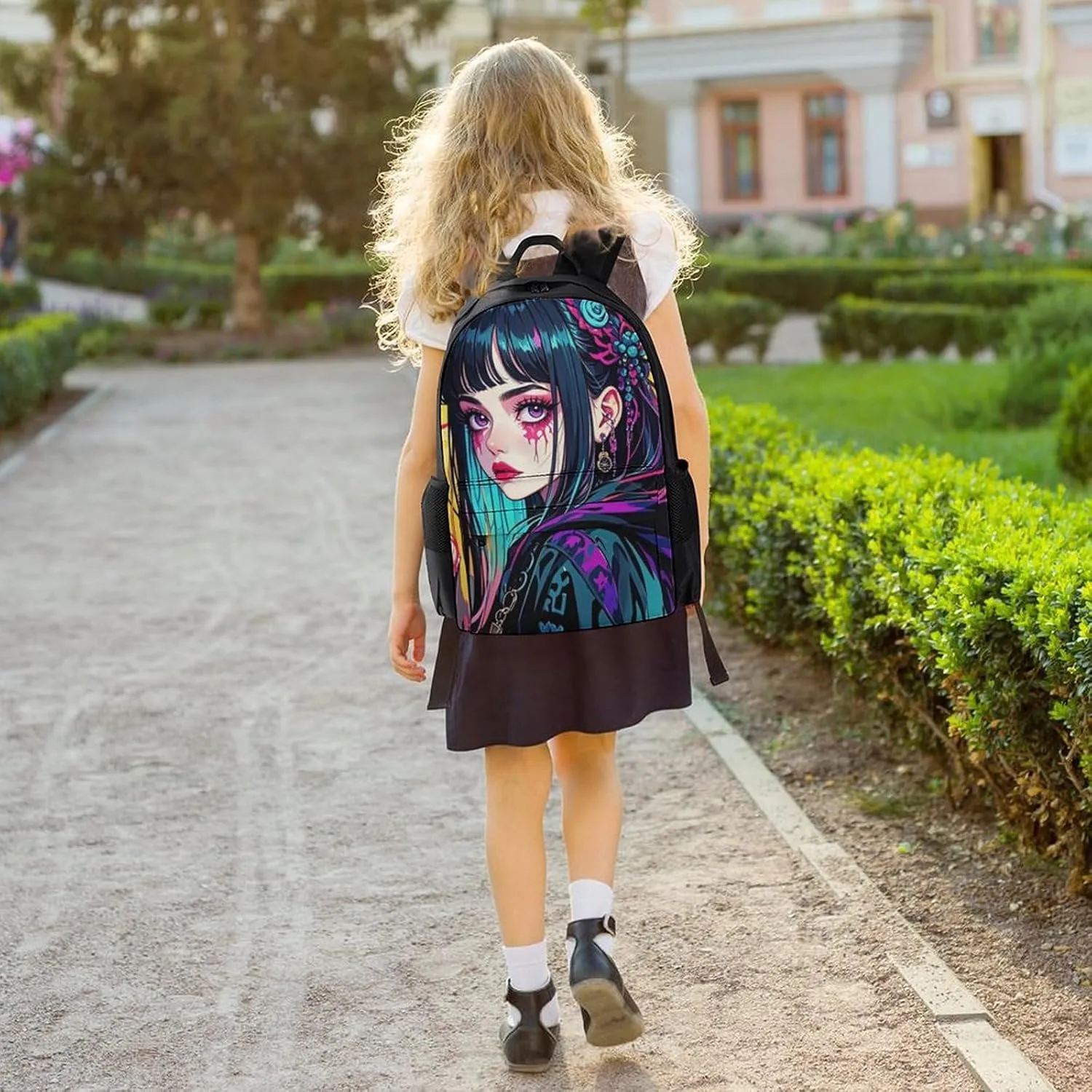 Men Women Lightweight Aesthetic Woman With Skull Gothic Style Art Backpack Large Capacity Bookbag With Smooth Zippers for Gym Business Running