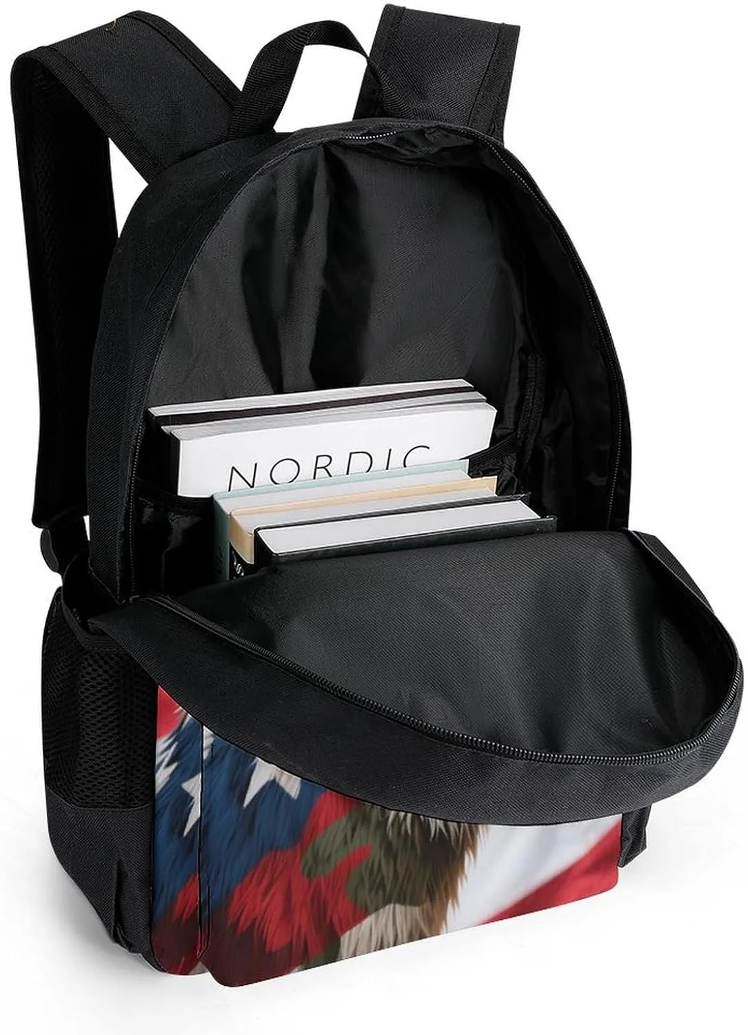 Men Women Lightweight American Flag Camo Deer Camouflage Art Backpack Large Capacity Carry On Bag With Padded Straps for Sports Work Walking Cycling