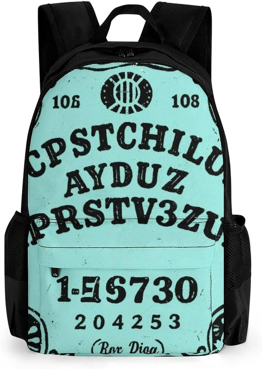 Men Women Lightweight Ancient Witch Magic Spirit Board Art Backpack Large Capacity Bookbag With Smooth Zippers for Gym Business Running