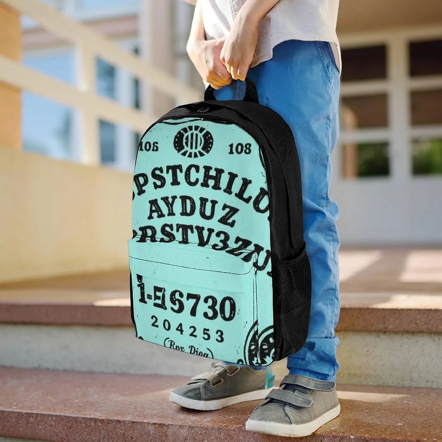 Men Women Lightweight Ancient Witch Magic Spirit Board Art Backpack Large Capacity Bookbag With Smooth Zippers for Gym Business Running