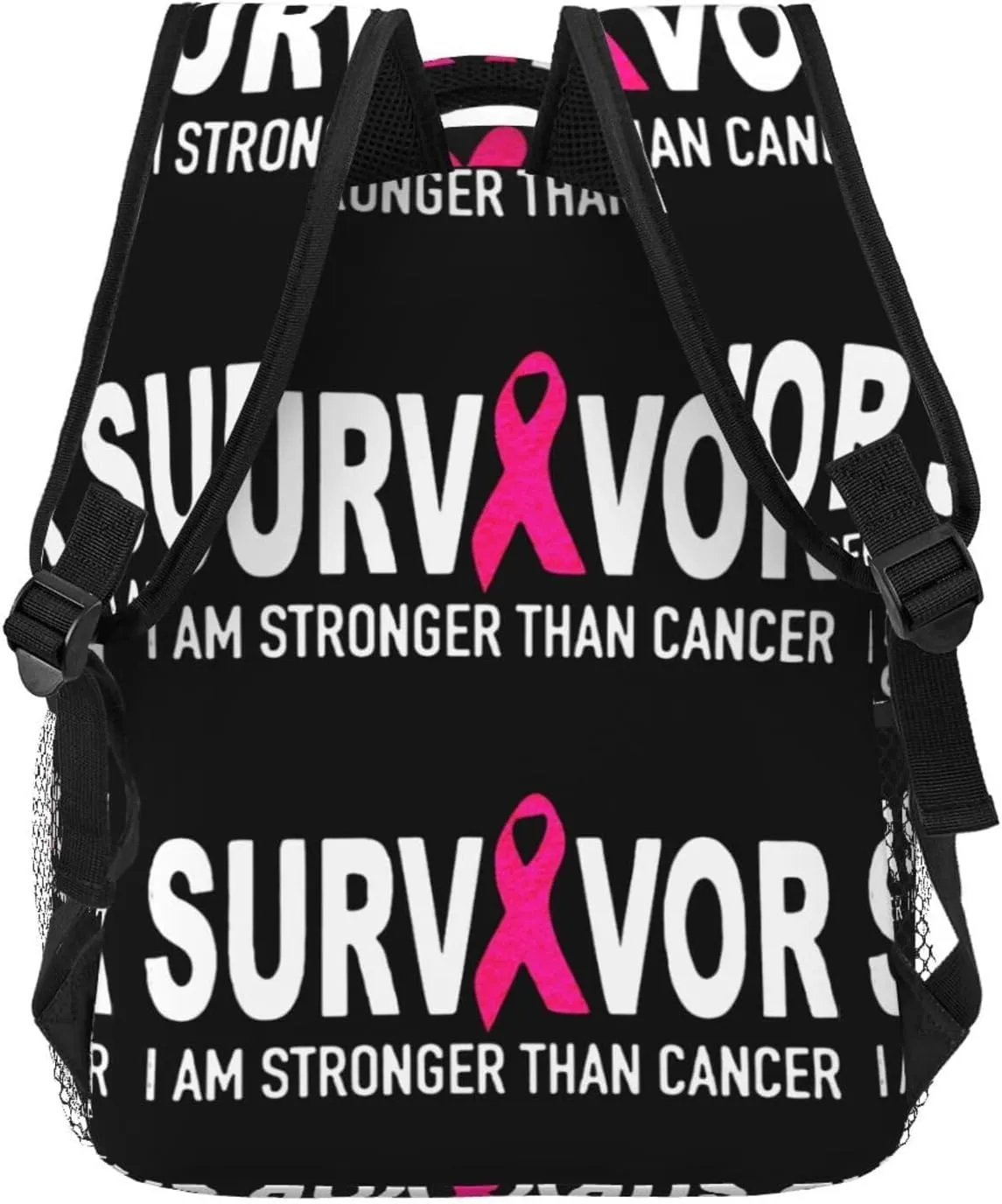 Men Women Lightweight Breast Cancer Survivor Pink Ribbon Black Art Backpack Large Capacity Bookbag With Smooth Zippers for Gym Business Running, Pattern 673