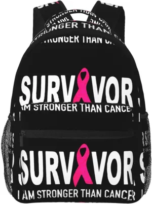 Men Women Lightweight Breast Cancer Survivor Pink Ribbon Black Art Backpack Large Capacity Bookbag With Smooth Zippers for Gym Business Running, Pattern 673