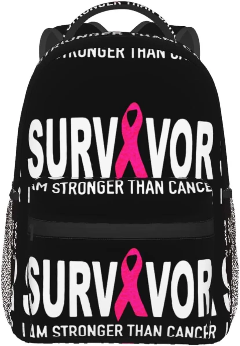 Men Women Lightweight Breast Cancer Survivor Pink Ribbon Black Art Backpack Large Capacity Bookbag With Smooth Zippers for Gym Business Running, Pattern 673