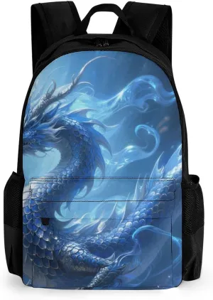 Men Women Lightweight Chinese Dragons Art Daypack Bookbag Big Capacity Carry On Bag With Side Pockets for Camping Travel Bicycle
