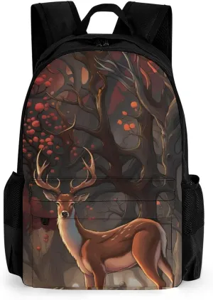 Men Women Lightweight Deer Art Backpack Large Capacity Carry On Bag With Padded Straps for Sports Work Walking Cycling