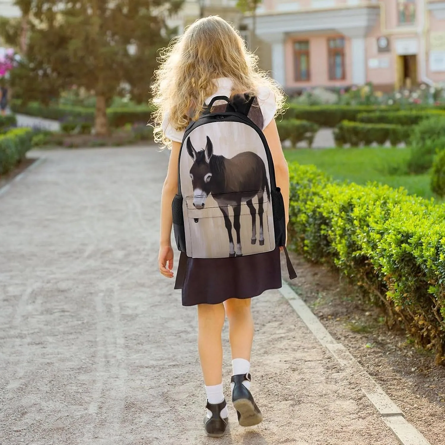 Men Women Lightweight Funny Black Donkey Backpack Large Capacity Bookbag With Smooth Zippers for Gym Business Running