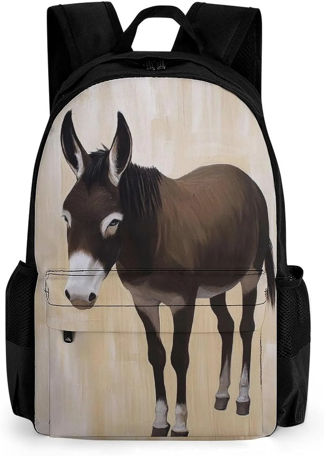 Men Women Lightweight Funny Black Donkey Backpack Large Capacity Bookbag With Smooth Zippers for Gym Business Running