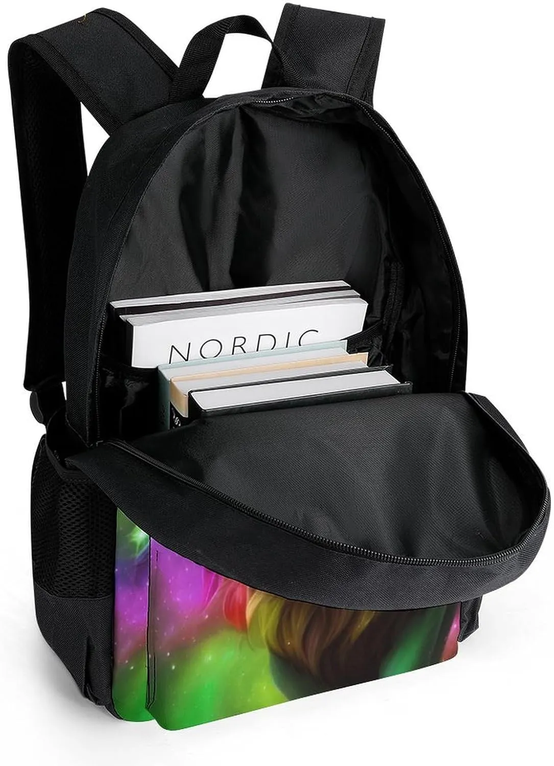 Men Women Lightweight Galaxy Lion King Star Art Daypack Bookbag Big Capacity Carry On Bag With Side Pockets for Camping Travel Bicycle
