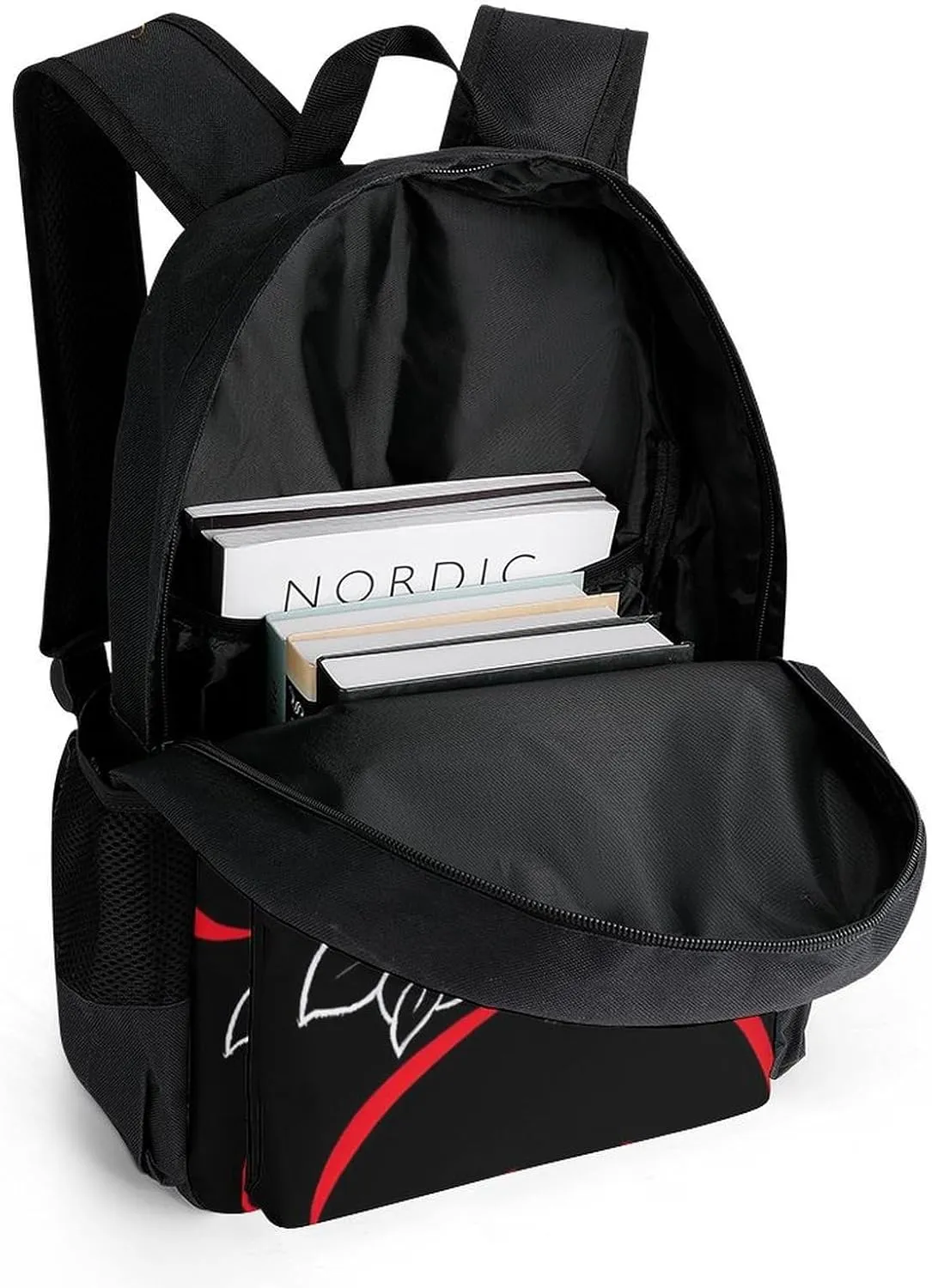 Men Women Lightweight Japanese Kitsune Mask Art Backpack Large Capacity Bookbag With Smooth Zippers for Gym Business Running