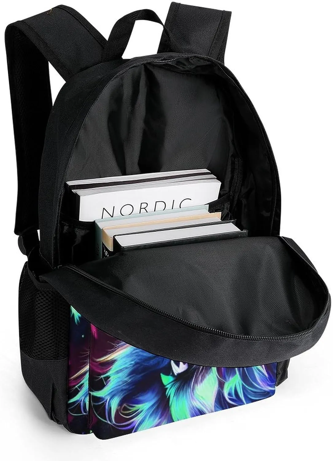 Men Women Lightweight Lion Howling Art Backpack Large Capacity Bookbag With Smooth Zippers for Gym Business Running