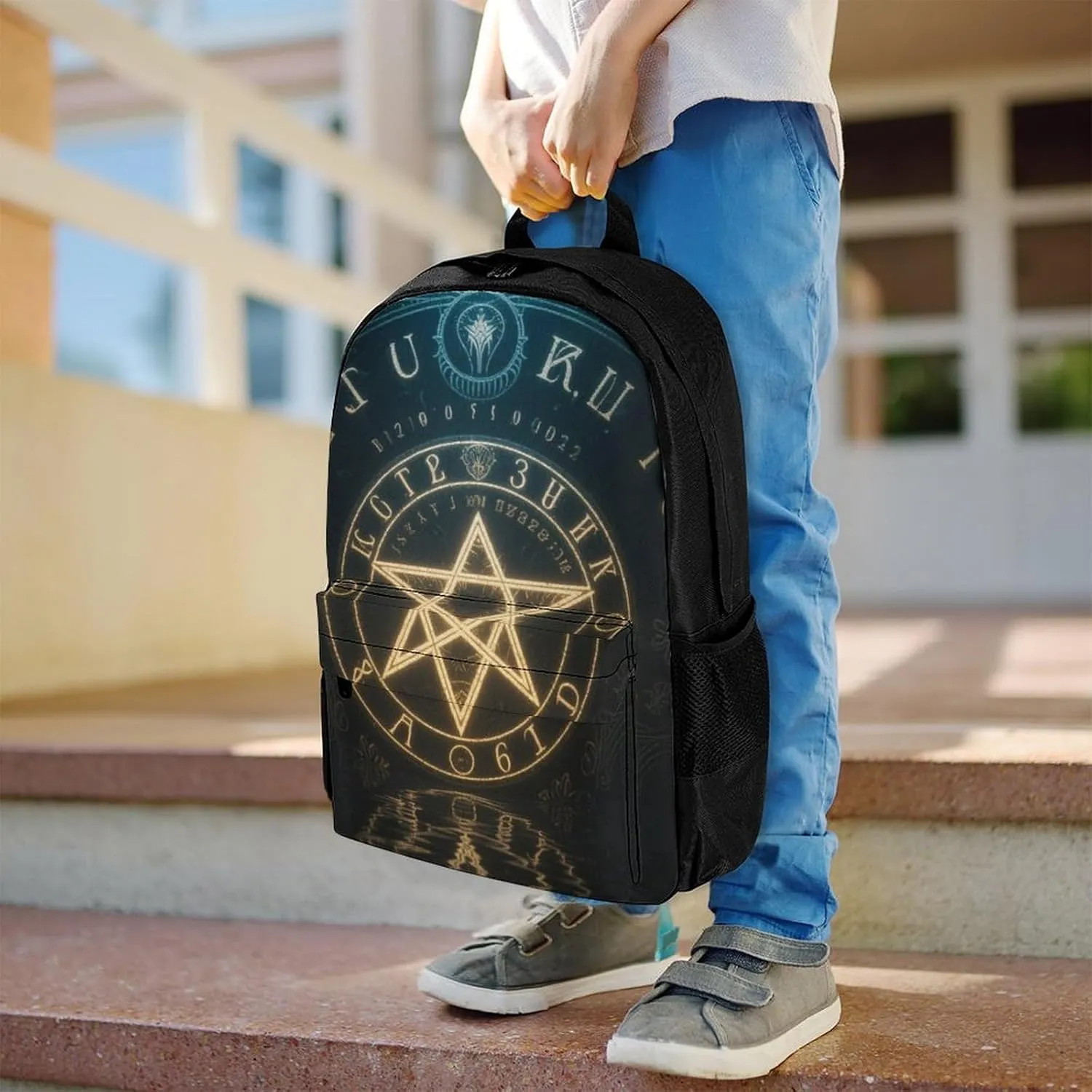 Men Women Lightweight Magic Spirit Board Star Art Casual Daypack Big Capacity Bookbag With Padded Straps for Gym Travel Walking Cycling