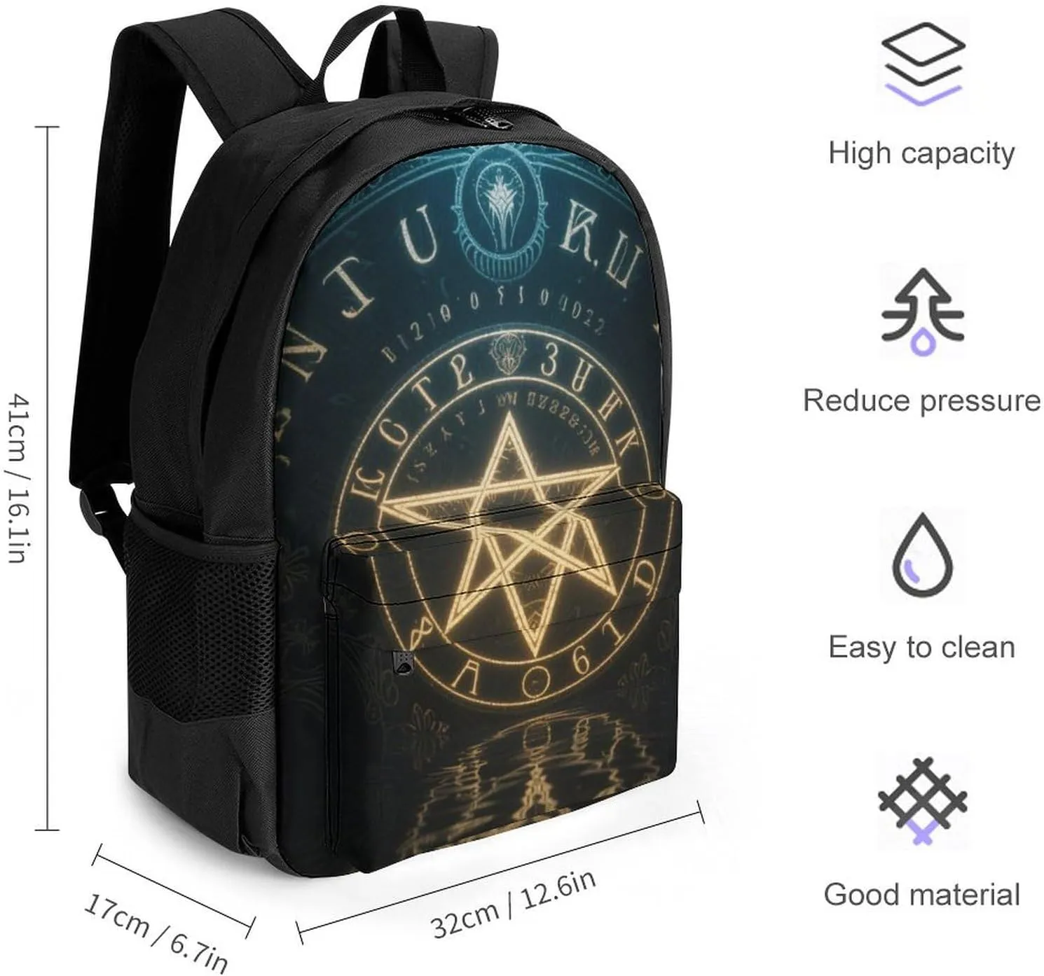 Men Women Lightweight Magic Spirit Board Star Art Casual Daypack Big Capacity Bookbag With Padded Straps for Gym Travel Walking Cycling