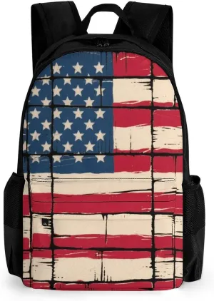 Men Women Lightweight Thin Red Line American Flag Art Backpack Large Capacity Bookbag With Smooth Zippers for Gym Business Running