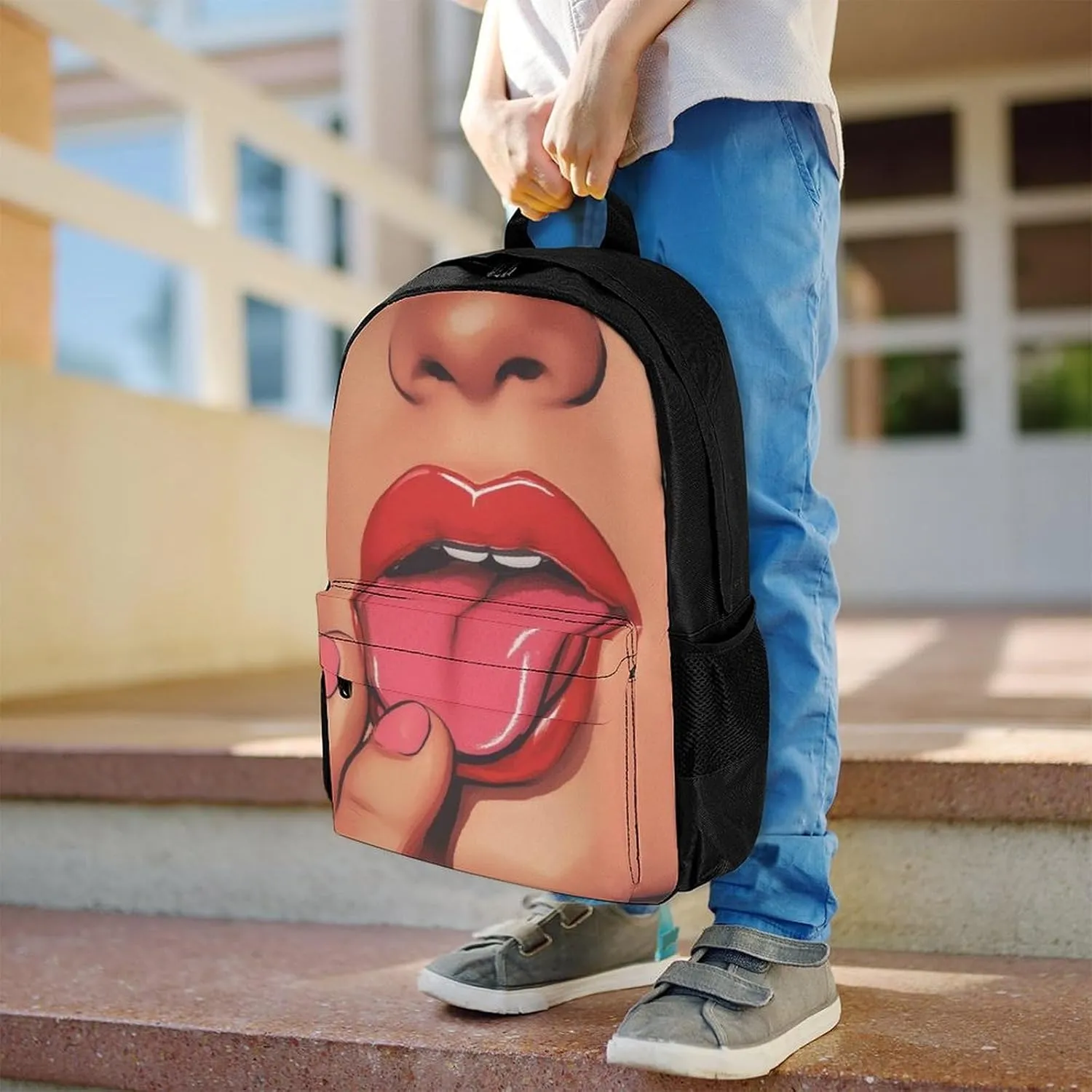 Men Women Polyester African American Black Women Sexy Woman Daypack Big Capacity Shoulder Bag With Smooth Zippers for Hiking Work Walking Cycling