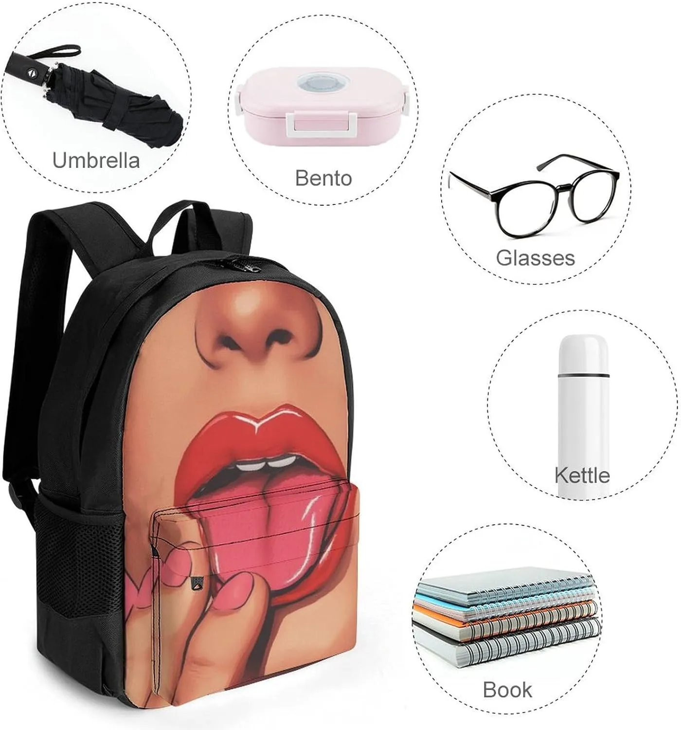 Men Women Polyester African American Black Women Sexy Woman Daypack Big Capacity Shoulder Bag With Smooth Zippers for Hiking Work Walking Cycling