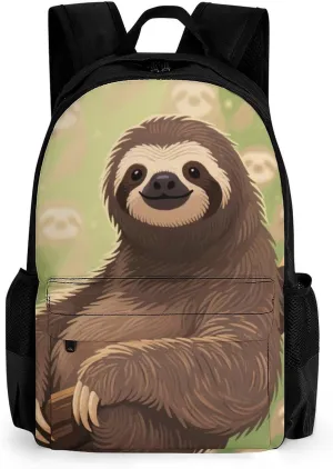 Men Women Polyester Animals Sloth Art Daypack Backpack Large Capacity Carry On Bag With Smooth Zippers for Hiking Picnic Walking Cycling