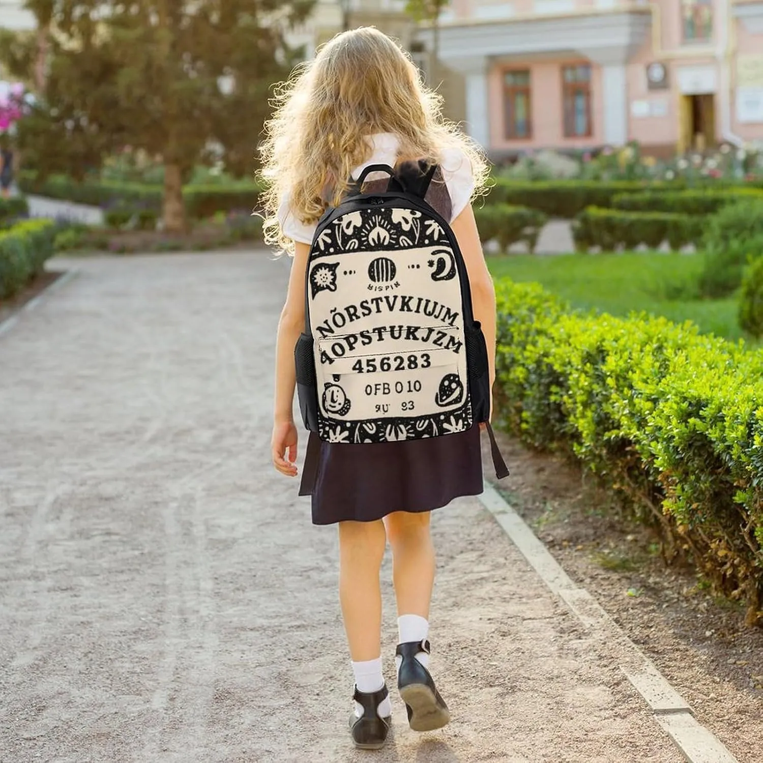 Men Women Polyester Magic Spirit Board Witch Art Casual Daypack Large Capacity Carry On Bag With Adjustable Shoulder Straps for Camping Work Running