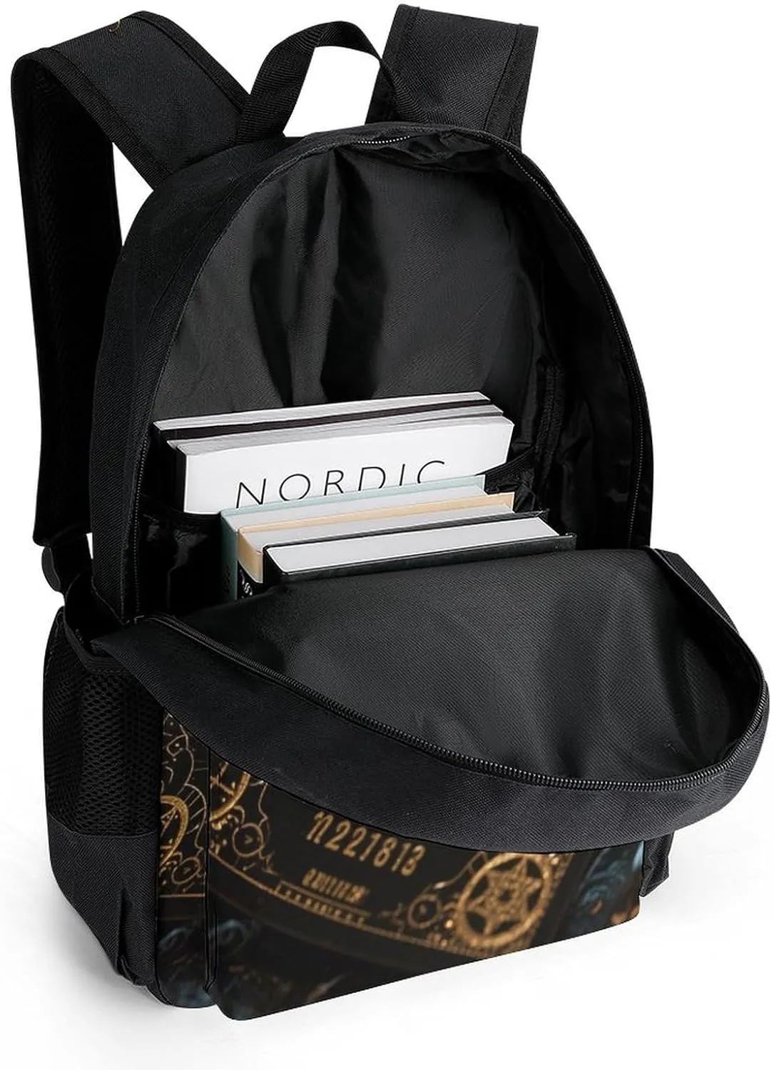 Men Women Polyester Magic Spirit Board Witch Art Daypack Backpack Large Capacity Carry On Bag With Smooth Zippers for Hiking Picnic Walking Cycling