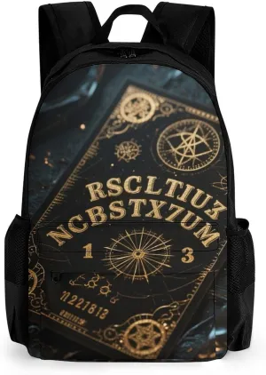Men Women Polyester Magic Spirit Board Witch Art Daypack Backpack Large Capacity Carry On Bag With Smooth Zippers for Hiking Picnic Walking Cycling