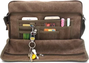 Mens Messenger Bag Canvas Shoulder Bag for Women Multi-pocket Travel Purses Satchel Work Handbag Crossbody Bag
