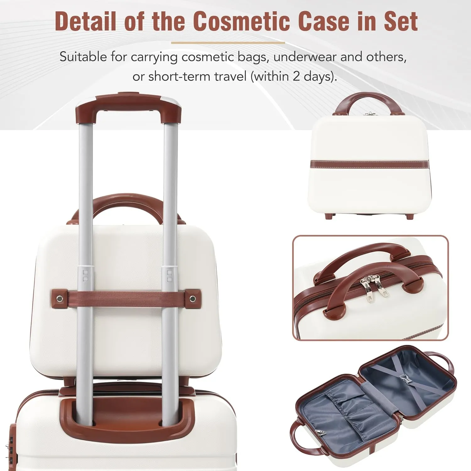 Merax Luggage Set 2 Piece Suitcase Set with Cosmetic Case Expandable Spinner Wheels Vintage Luggage Sets (White,20" 24")