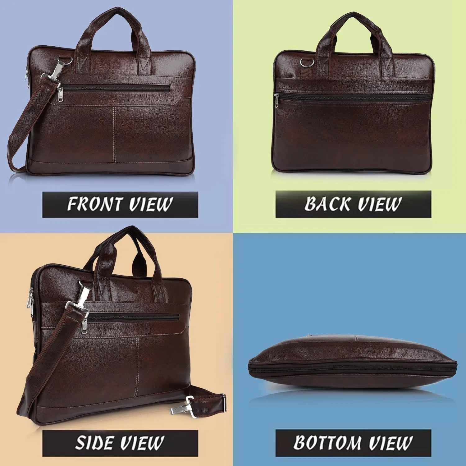 Messenger Bag, Laptop Bag for Men, PU Leather Expandable Office Bag for Men