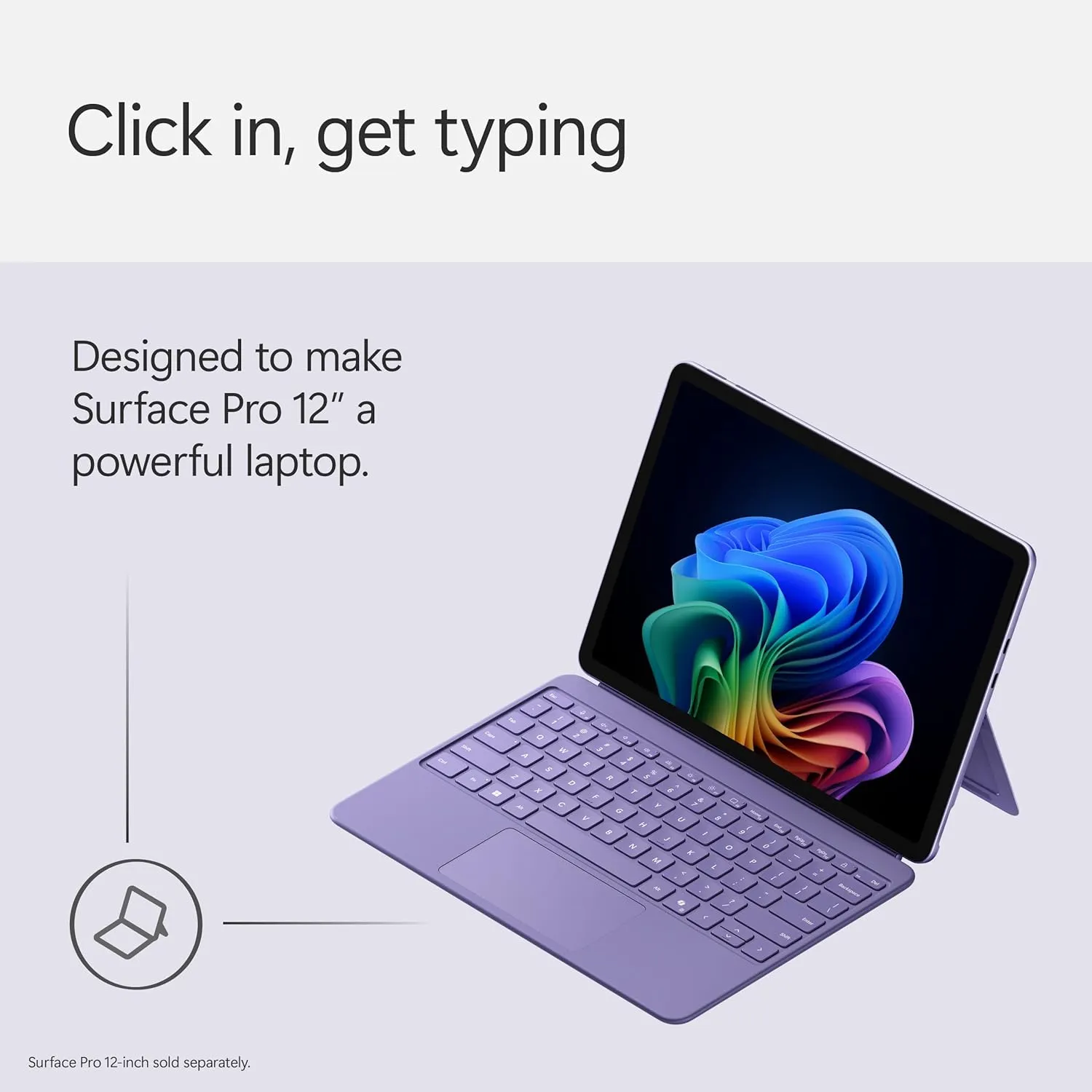 Microsoft Surface Pro Keyboard for Surface Pro 12" Device, Keyboard Only, Alcantara Material, Violet