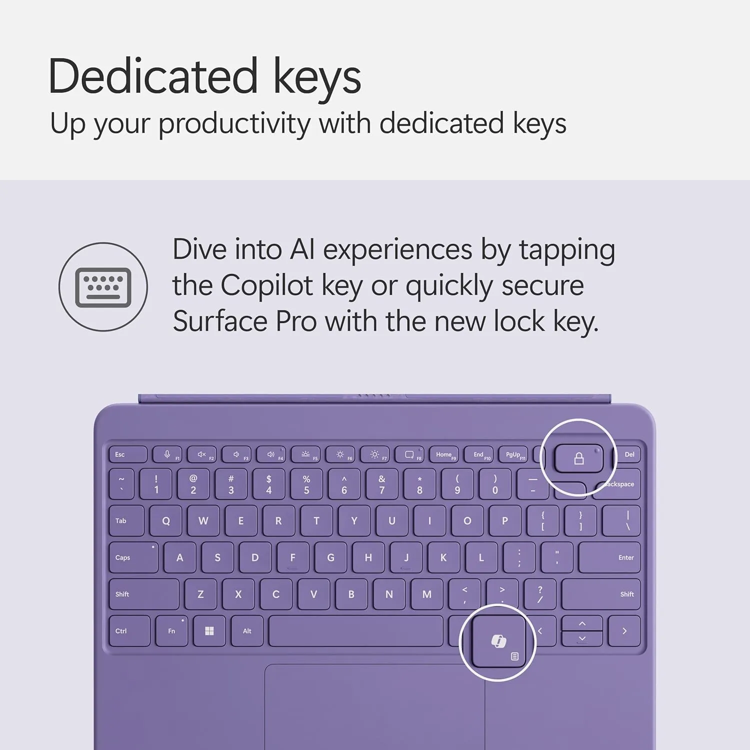 Microsoft Surface Pro Keyboard for Surface Pro 12" Device, Keyboard Only, Alcantara Material, Violet
