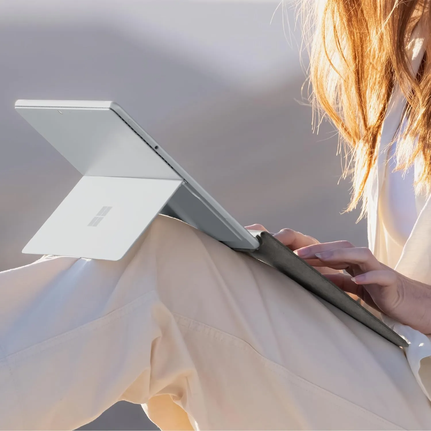 Microsoft Surface Pro Keyboard for Surface Pro Copilot  (11th Edition), Pro 9 and 8 with Pen Storage, Alcantara Material, Platinum