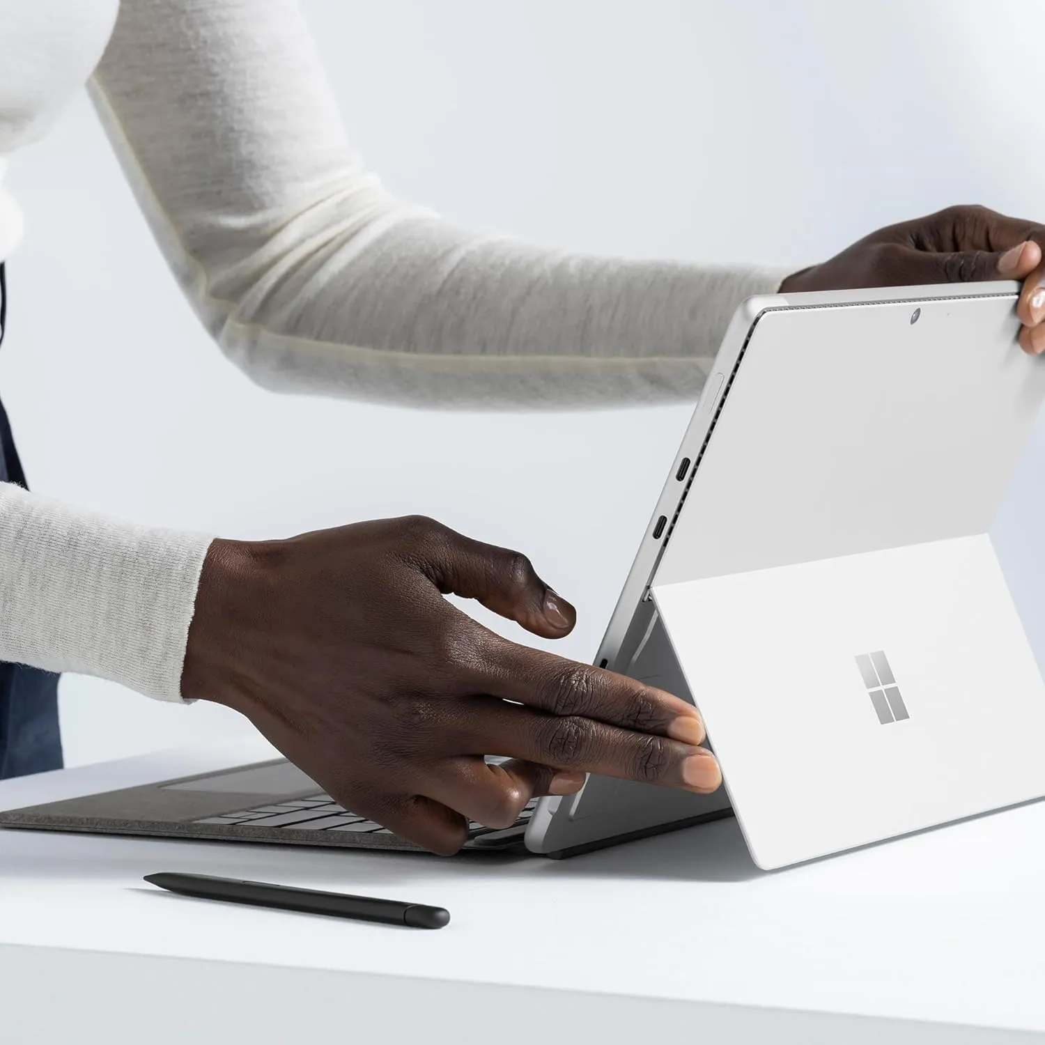 Microsoft Surface Pro Keyboard for Surface Pro Copilot  (11th Edition), Pro 9 and 8 with Pen Storage, Alcantara Material, Platinum