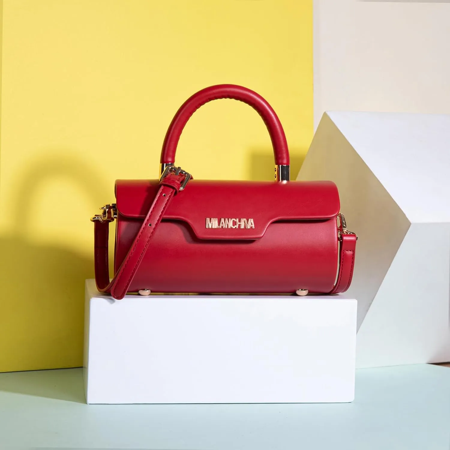 Milan Chiva Small Bags for Women Designer Mini Top Handle Purse Cute Handbags Barrel Shape Purse