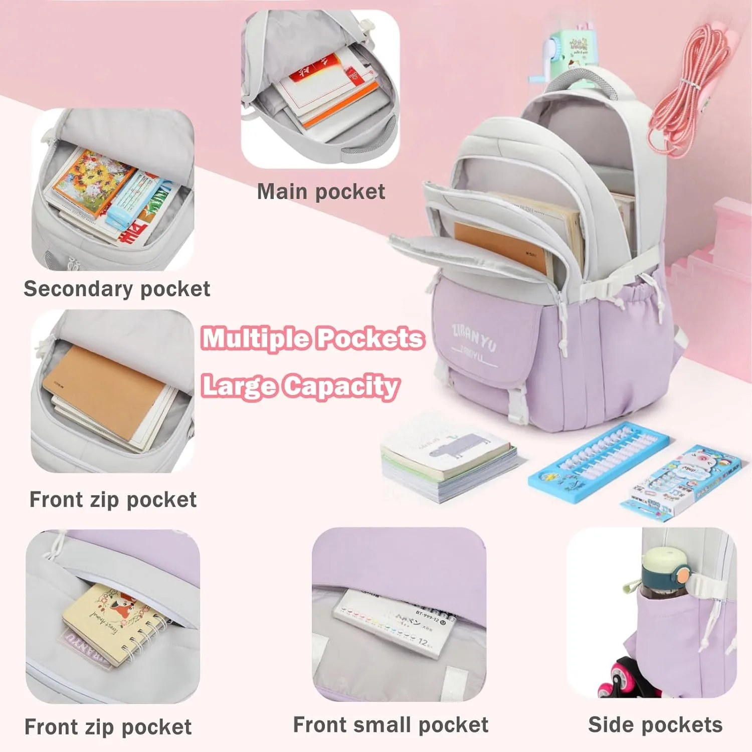 Mildame Rolling Backpack for Girls Boys School Backpack with Wheels Kids Wheeled Bookbag Blue Roller Back Pack