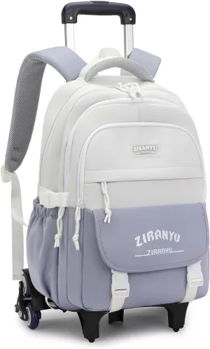 Mildame Rolling Backpack for Girls Boys School Backpack with Wheels Kids Wheeled Bookbag Blue Roller Back Pack
