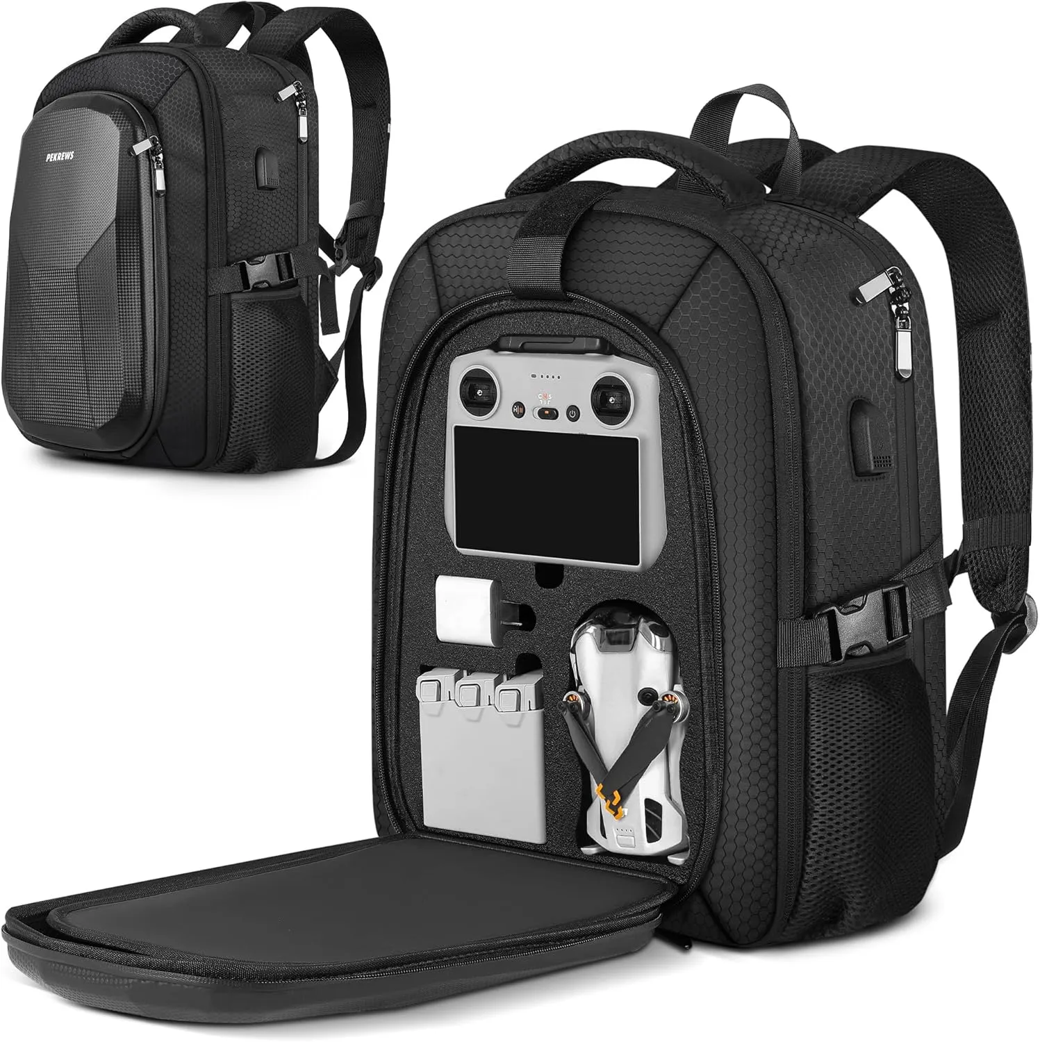 Mini 4 Pro Case, Waterproof Hard Carrying Case, Large Drone Bag Fits 15.6 Inch Laptop, Travel Backpack Compatible with DJI Mini 4 Pro, RC 2/ RC-N2 Controller, Fly More Combo and Accessories