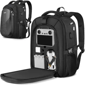 Mini 4 Pro Case, Waterproof Hard Carrying Case, Large Drone Bag Fits 15.6 Inch Laptop, Travel Backpack Compatible with DJI Mini 4 Pro, RC 2/ RC-N2 Controller, Fly More Combo and Accessories