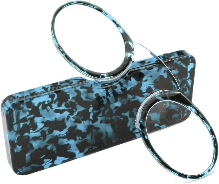Mini Armless Reading Glasses for Men Women Slim Thin Clip on Nose Readers with Small Portable Case