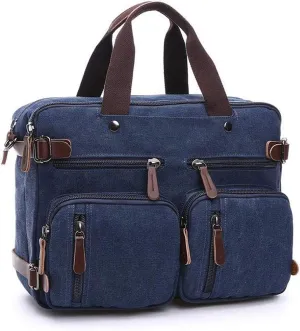 MINTEGRA Canvas Laptop Bag for Men Vintage Convertible Messenger Bag Fits 15.6 Inch Laptop